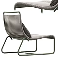 Stylish Woven Leisure Chairs with Green Metal Frame and Gray Comfortable Cushions for Outdoor Use