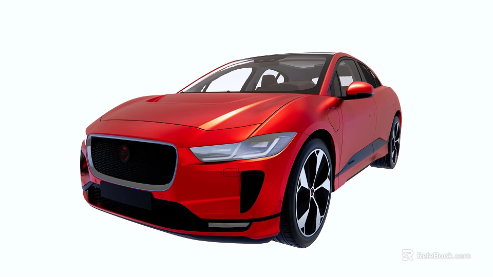 Red Jaguar Modern Sports Coupe With Sleek Body And Black Alloy Wheels 3d model 