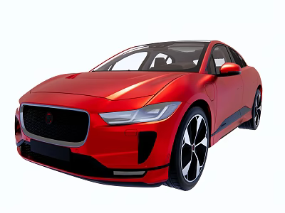 Red Jaguar Modern Sports Coupe With Sleek Body And Black Alloy Wheels 3d model