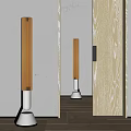 Modern Elegant Floor Lamp Design With Wooden Shade And Metal Base