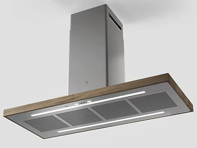 Modern Kitchen Range Hood With Stainless Steel Body Wooden Trim LED Lighting And Ventilation System 3d model