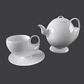 Modern White Tea Set with Teapot Teacup and Saucer Simple Design