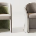 Modern Leisure Chairs With Curved Backrest Gray Green Velvet Upholstery Shown In Multiple Angles