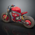 Red Custom Motorcycle With Vintage Engine Design Stylish Wheels And Seat