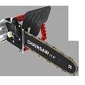 Heavy Duty Industrial Chainsaw With Red Handle Black Body And Sharp Chain 3d model