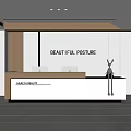 Modern Reception Desk For Beautiful Residence With Elegant Wall Backdrop And Decorative Plants