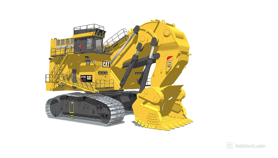 Large Yellow Tracked Excavator With Heavy Duty Bucket And Operator Cab 3d model 