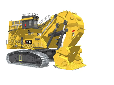 Large Yellow Tracked Excavator With Heavy Duty Bucket And Operator Cab 3d model