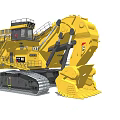 Large Yellow Tracked Excavator With Heavy Duty Bucket And Operator Cab