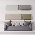 Grey Sofa With Beige Green Cushions And Multiple Soft Pillows For Home Living