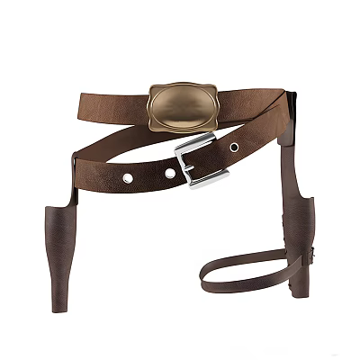 Brown Leather Utility Belt With Metal Buckle And Double Straps 3d model Brown Leather Utility Belt With Metal Buckle And Double Straps 3d model