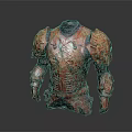 Red Ornate Armor With Intricate Carvings On Chest And Shoulder Details