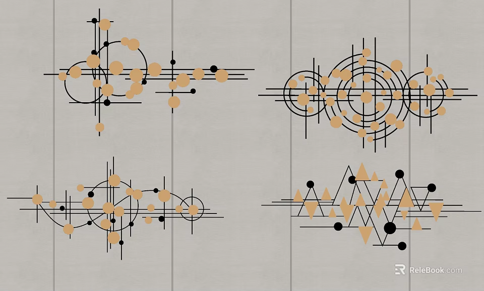 Modern Geometric Wall Decor With Circular Lines Triangular Shapes And Dots 3d model