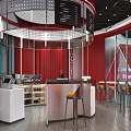 Modern Sweet Dance Fitness Studio Interior With Red White Design And Glass Walls