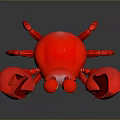 Cute Red Cartoon Crab With Large Claws And Smiling Face In Aquatic Setting