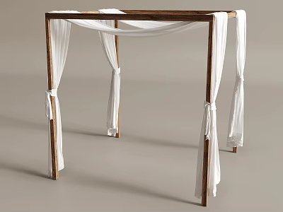 Decorative Wooden Frame Structure With White Drapes For Events Or Ceremonies 3d model