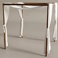 Decorative Wooden Frame Structure With White Drapes For Events Or Ceremonies