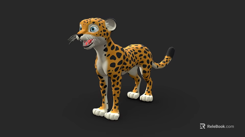 Playful 3D Cartoon Cheetah Character With Spotted Fur And Big Eyes Standing 3d model 