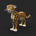 Playful 3D Cartoon Cheetah Character With Spotted Fur And Big Eyes Standing