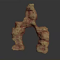 Wood And Stone Decorative Sculpture With Unique Arch Shape And Rough Surface Texture