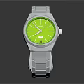 Modern Stylish Watch With Green Dial And Silver Metal Strap Design 3d model