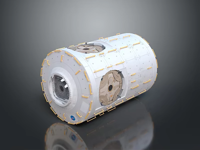 Cylindrical Industrial Device With White Casing Circular Components Yellow Strips And Metallic Parts 3d model