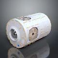 Cylindrical Industrial Device With White Casing Circular Components Yellow Strips And Metallic Parts