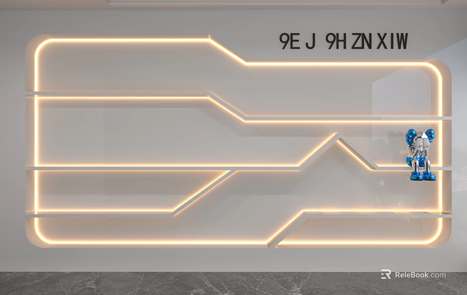 Modern Wall Mounted Display Shelves With Sleek Design And LED Strip Lighting 3d model 