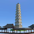 Traditional Chinese Architecture Featuring Multi story Pagoda And Surrounding Classic Pavilions
