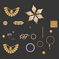 Elegant Fashion Jewelry Collection Featuring Necklaces Earrings Bracelets and Rings with Golden Gemstone Accents