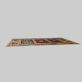 Traditional Square Rug With Intricate Geometric Patterns And Red Blue Beige Colors