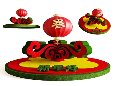 2024 Spring Festival Sculpture New Year Green Sculpture City Green Sculpture Landscape Sculpture Green Sculpture Green Plant Landscape model