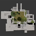Detailed Stone Architectural Model With Layered Platforms Trees And Green Grass