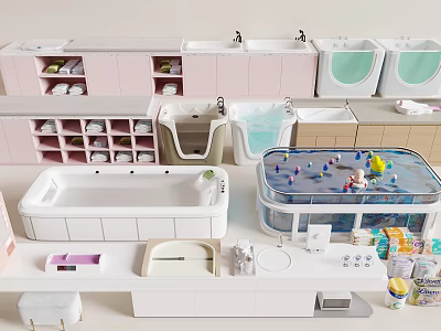 Colorful Household Items Collection Featuring Bathtub Sinks Storage Cabinets Kids Play Pool And Organized Storage 3d model