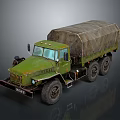 Green Military Truck With Canvas Covered Cargo Bed And Transport Features