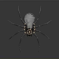 Futuristic Mechanical Spider With Metallic Structure Red Eyes And Gear Details
