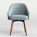 Modern Light Blue Fabric Armchair With Ergonomic Arms And Wooden Legs