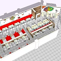 Vibrant Restaurant Interior With Red Banquettes Wooden Walls And Decorative Paintings