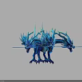 Mythical Three Headed Blue Dragon Game Movie Character With Crystal Ice Design