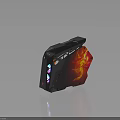 Modern High Performance PC Case With RGB Cooling Fans And Flame Pattern Design 3d model