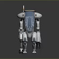 Intelligent Machine With Metallic Structure Blue Front Panel Mechanical Limbs And Futuristic Design
