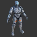 Detailed Sci-Fi Mechanical Robot Character With Metallic Armor And Blue Accents