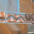 Various Decorative Screen Wall Designs With Geometric Patterns And Perforated Panels 3d model