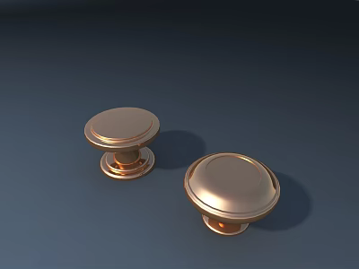 Shiny Golden Round Metal Knobs Ideal For Furniture Cabinets And Drawers 3d model