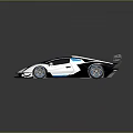 Modern Black White Blue Racing Car With Aerodynamic Body And Rear Spoiler Design