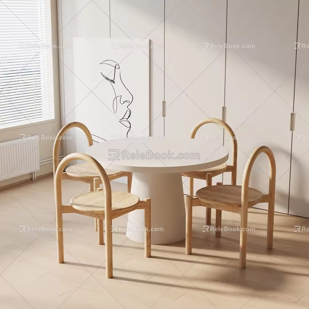 Modern Dining Table and Chair Combination Dining Table Combination 3d model