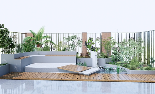 Modern courtyard landscape 3d model