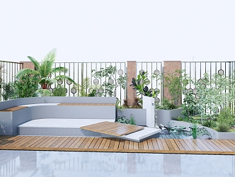 Modern courtyard landscape 3d model