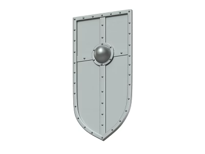 Medieval Metal Shield with Rivets and Central Metal Boss for Defense 3d model