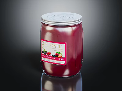 DATLI Red Fruit Jam in Glass Jar with Colorful Fruit Label 3d model